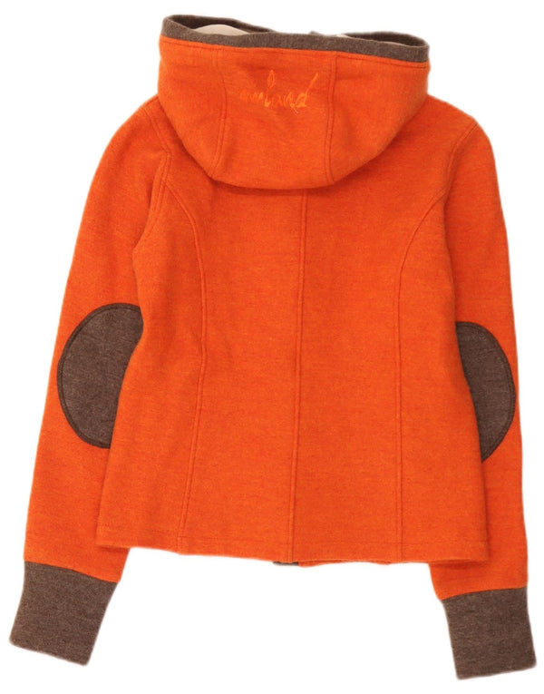 Vintage Womens Hooded Cardigan Sweater UK 14 Medium Orange Colourblock