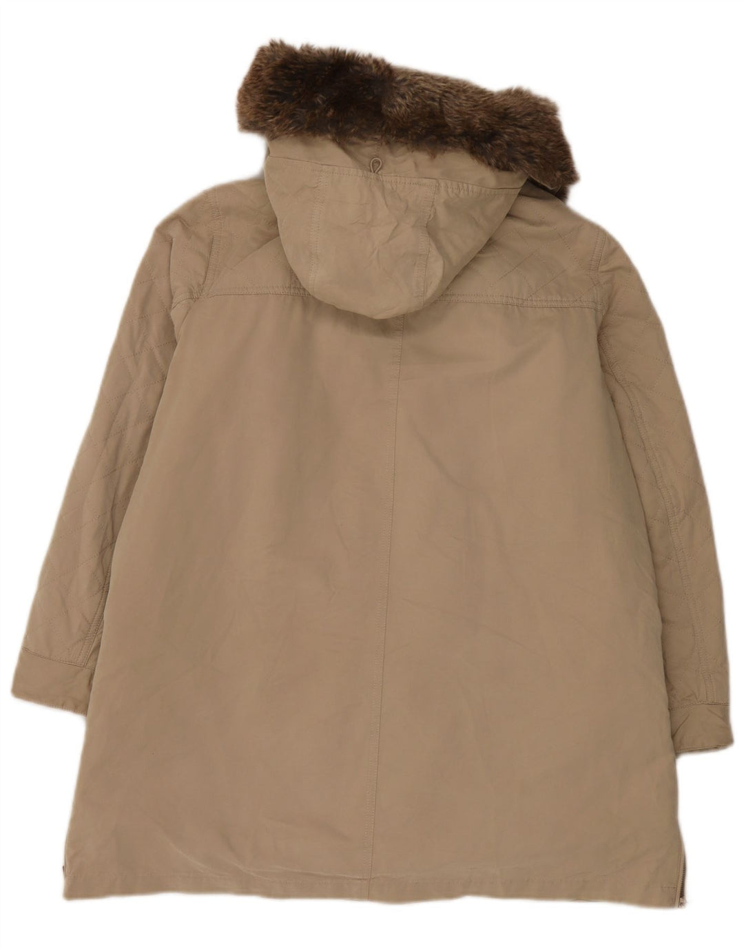 Zara Γυναικείο παλτό με κουκούλα UK 18 XL Beige Polyester