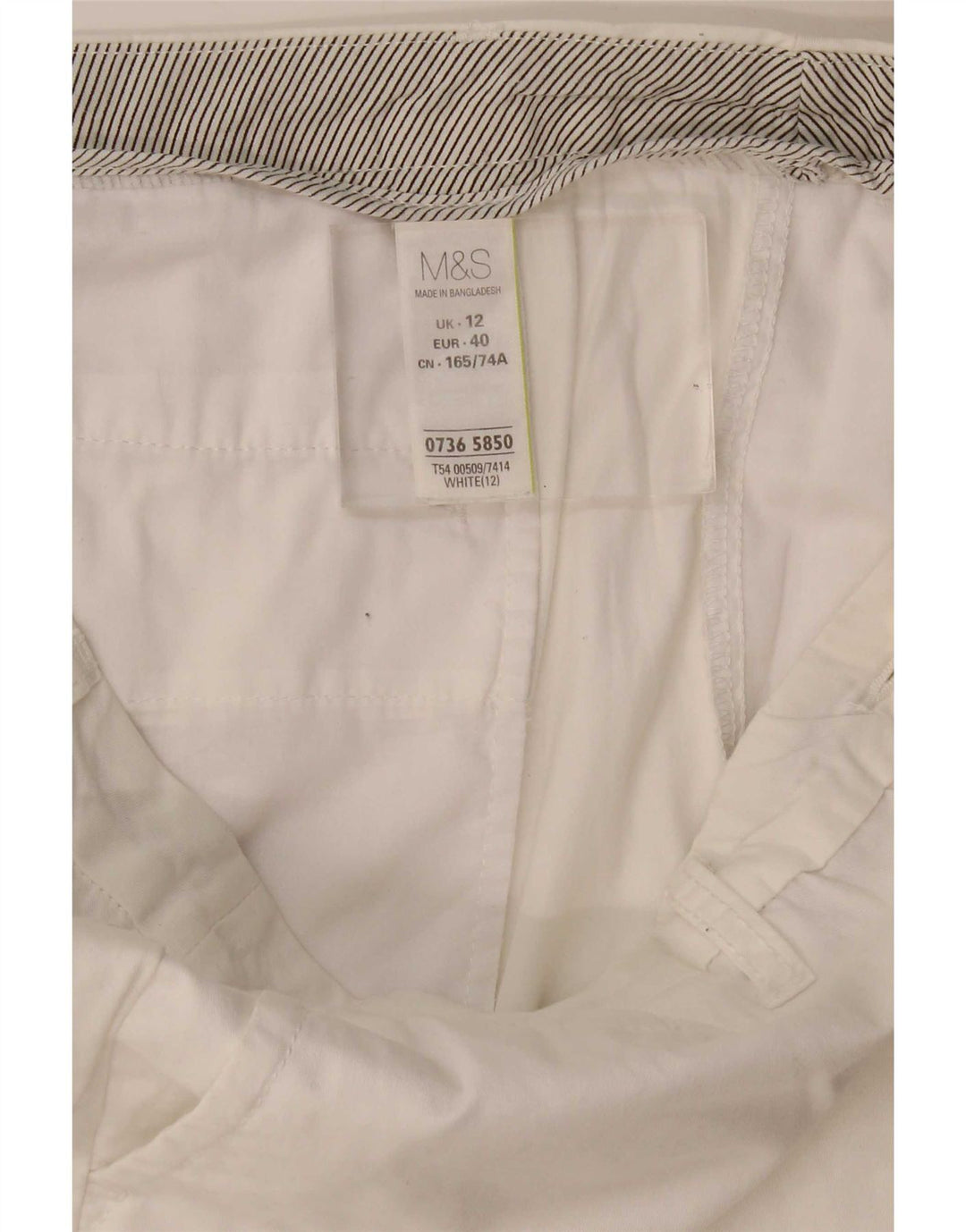 Marks & Spencer Γυναικείο σορτς Chino UK 12 Medium W34 Λευκό βαμβακερό