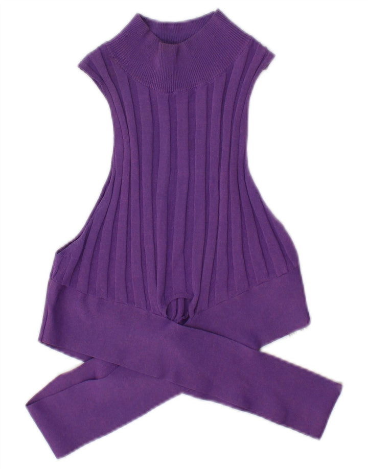 Zara Γυναικείο Crop Vest Top UK 12 Medium Purple Viscose