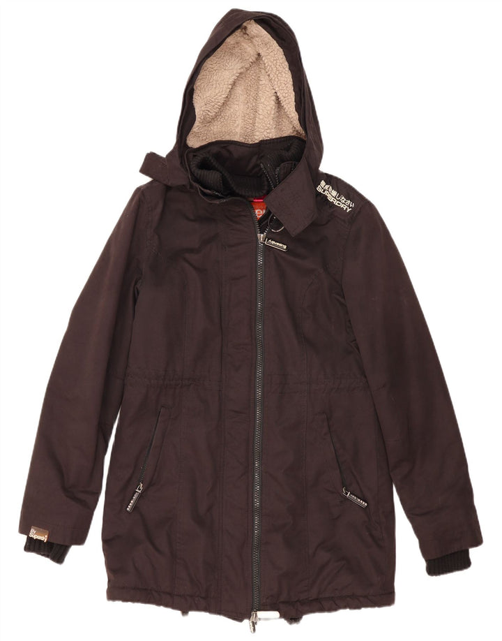 Superdry Γυναικείο Μπουφάν Parka με κουκούλα Windparka UK 14 Μεσαίο μαύρο πολυεστέρα