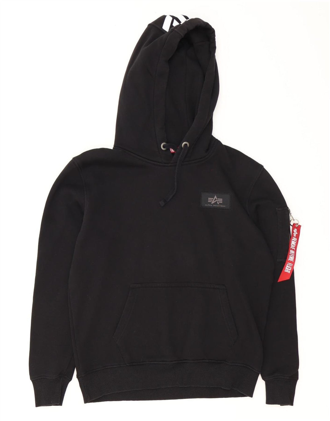 Ανδρικά γραφικά κουκούλα Alpha Industries, μεσαίο μαύρο βαμβακερό