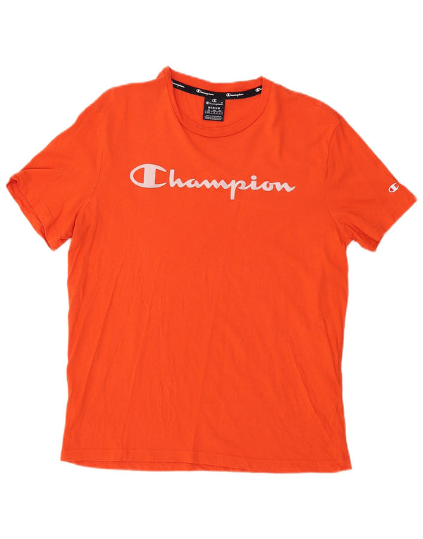 Champion Womens Graphic T-Shirt Top UK 14 Medium Orange Cotton