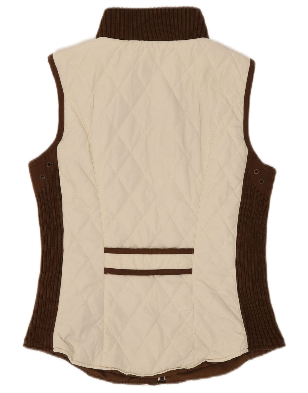 Zara Γυναικεία καπιτονέ Gilet UK 12 Medium Off White Colourblock Polyester