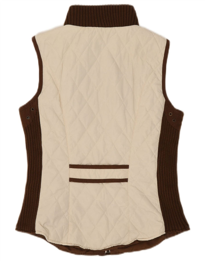 Zara Γυναικεία καπιτονέ Gilet UK 12 Medium Off White Colourblock Polyester