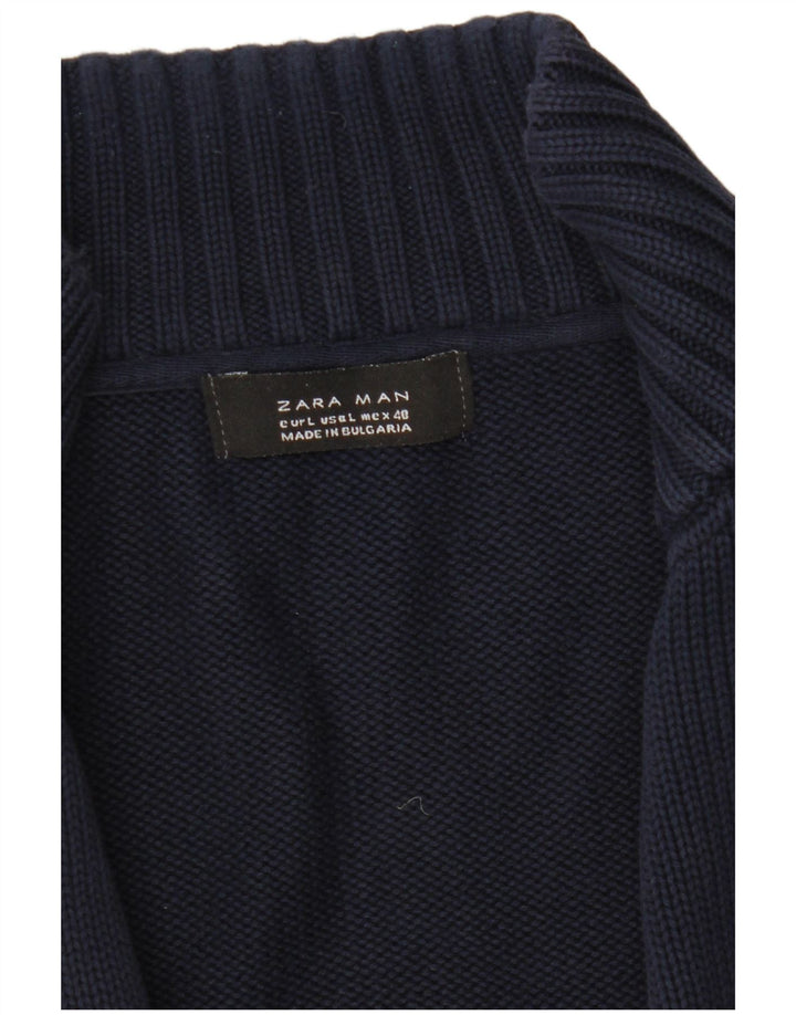 Ανδρικό πουλόβερ Zara Ζακέτα Large Navy Blue