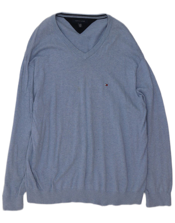 Ανδρικό πουλόβερ Tommy Hilfiger με V λαιμόκοψη 2XL Μπλε