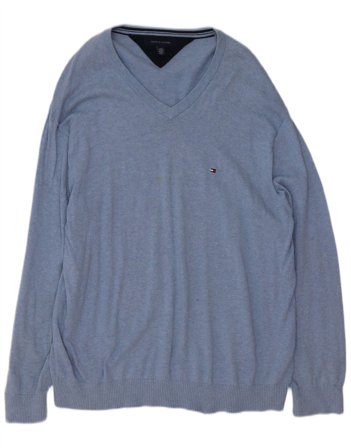 Ανδρικό πουλόβερ Tommy Hilfiger με V λαιμόκοψη 2XL Μπλε