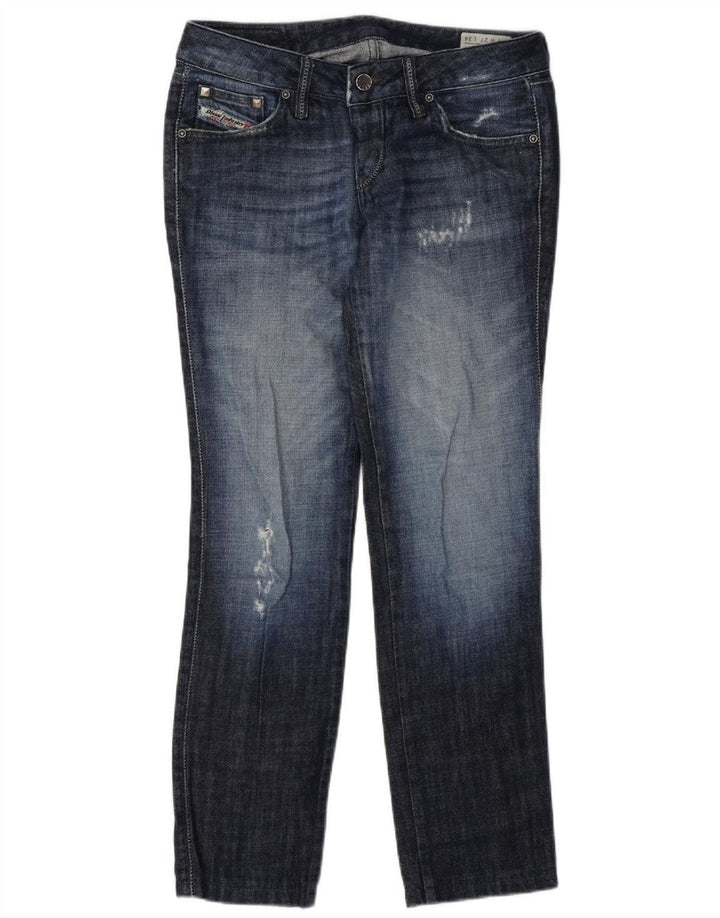 Diesel Womens Cuddy Distressed Slim Jeans W27 L30 Blue Cotton