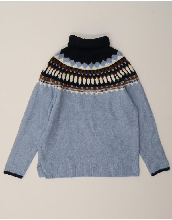 Marks & Spencer Γυναικείο πουλόβερ με ρολό λαιμόκοψη UK 6 XS Blue Fair Isle