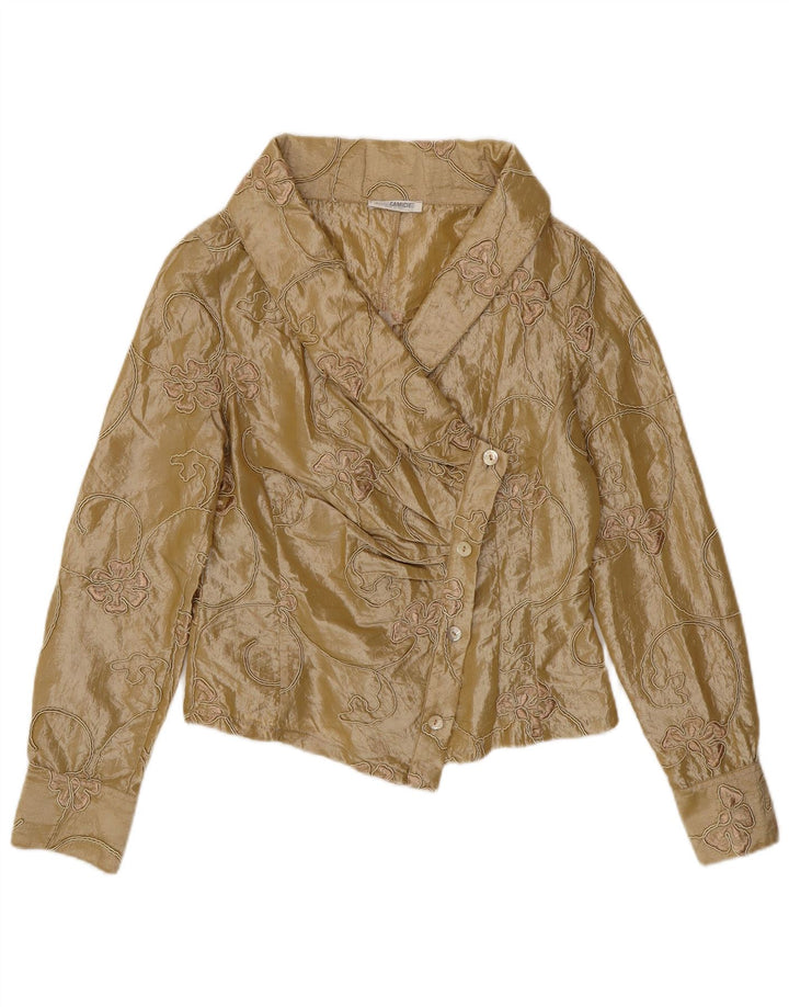 Naracamicie γυναικείο πουκάμισο Crop μπλούζα UK 12 Medium Beige Floral Polyester