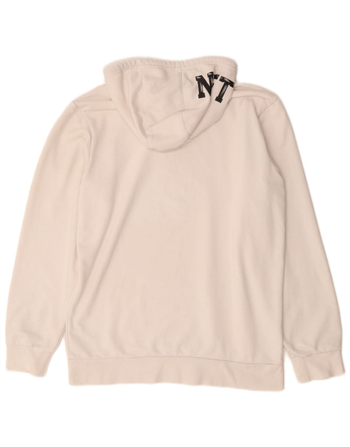 Adidas Mens Brooklyn Nets Graphic Hoodie Jumper Μεσαίο λευκό βαμβακερό
