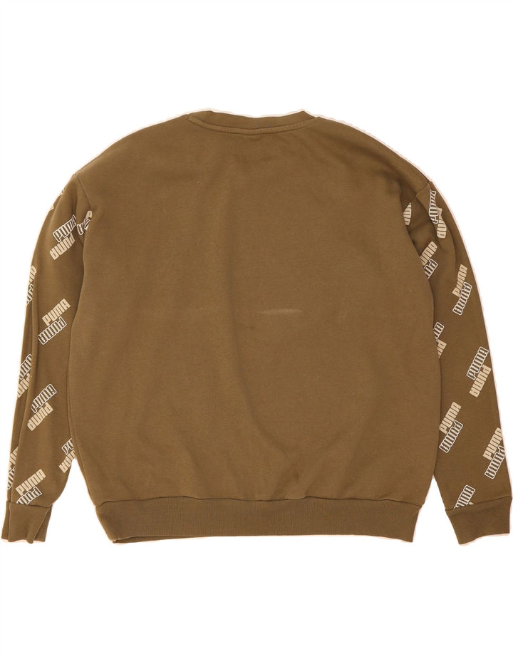 PUMA Womens Graphic Sweatshirt Jumper UK 14 Medium Brown Cotton Vintage Puma and Second-Hand Puma from Messina Hembry 