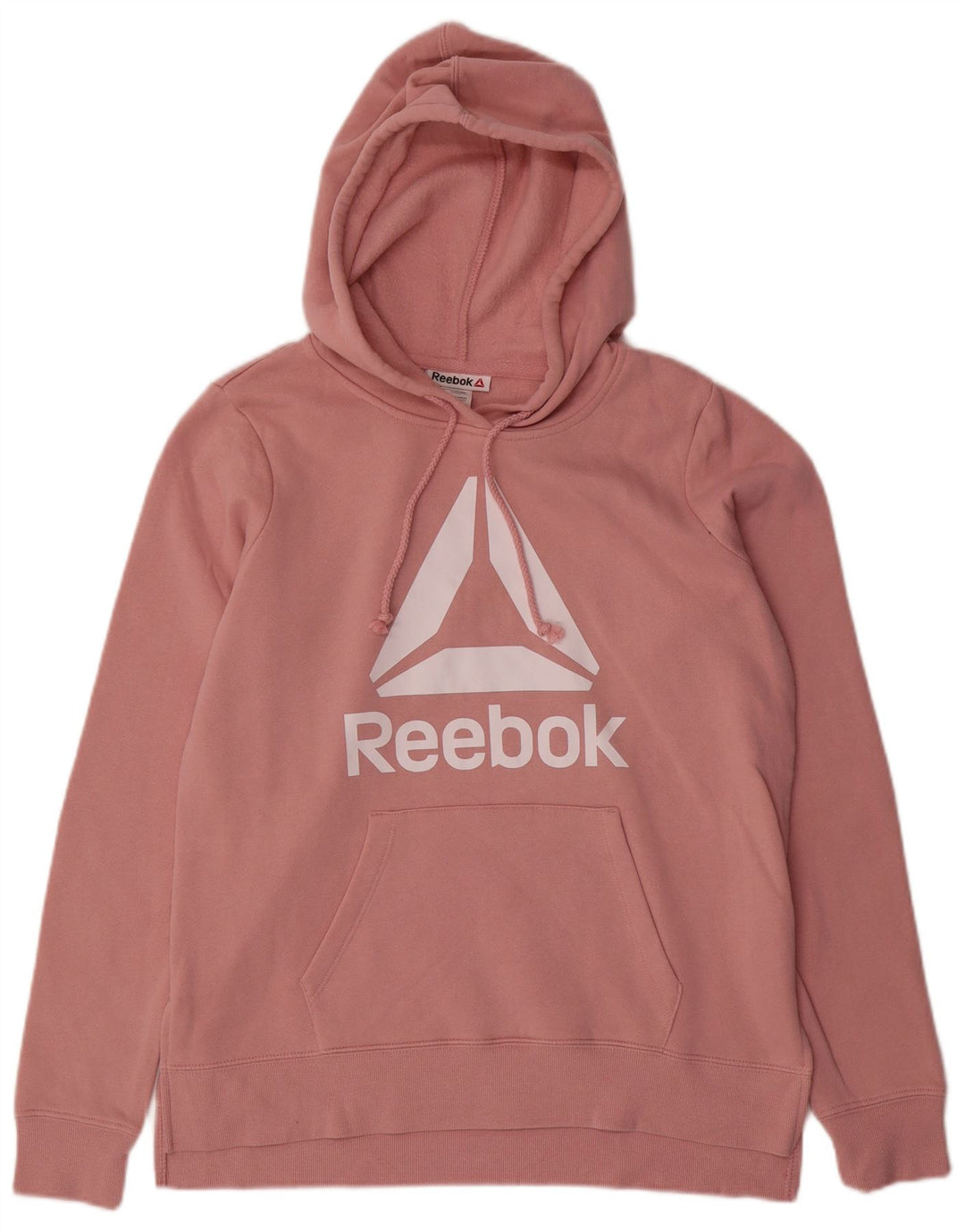 REEBOK Γυναικείο Γραφικό Hoodie Jumper UK 14 Medium Pink Βαμβακερό