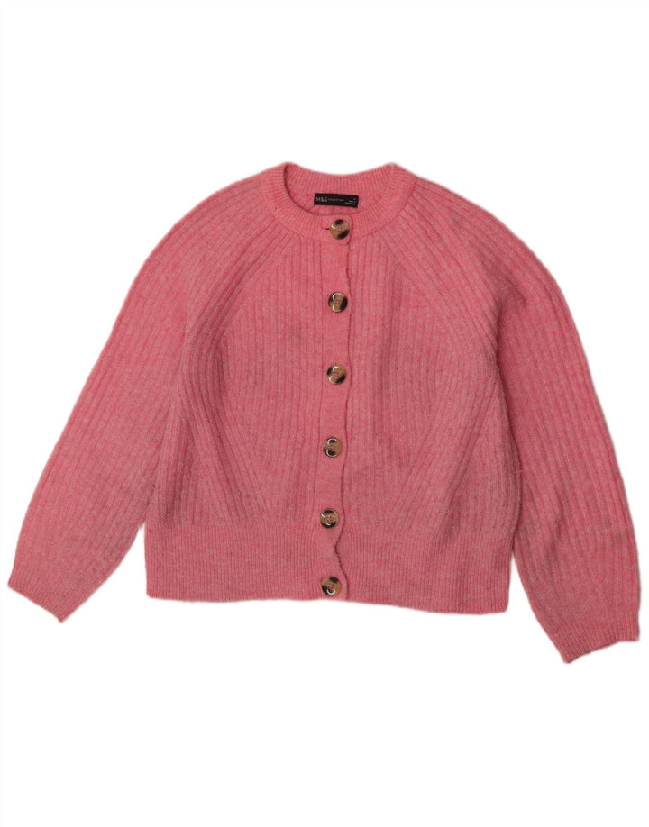 Marks & Spencer Γυναικείο πουλόβερ Crop Cardigan UK 14 Medium Pink Acrylic
