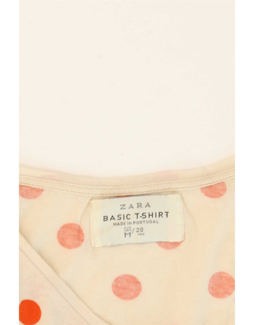 Zara Γυναικείο T-Shirt Top UK 12 Medium Off White πουά