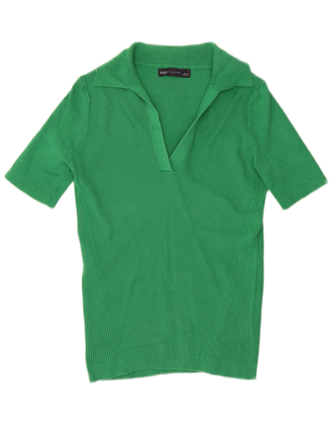 Marks & Spencer Γυναικείο πλεκτό μπλουζάκι πόλο UK 8 Small Green