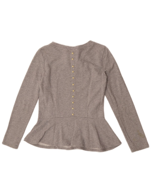 MET Γυναικεία μακρυμάνικη μπλούζα τοπ UK 10 Small Grey Cotton