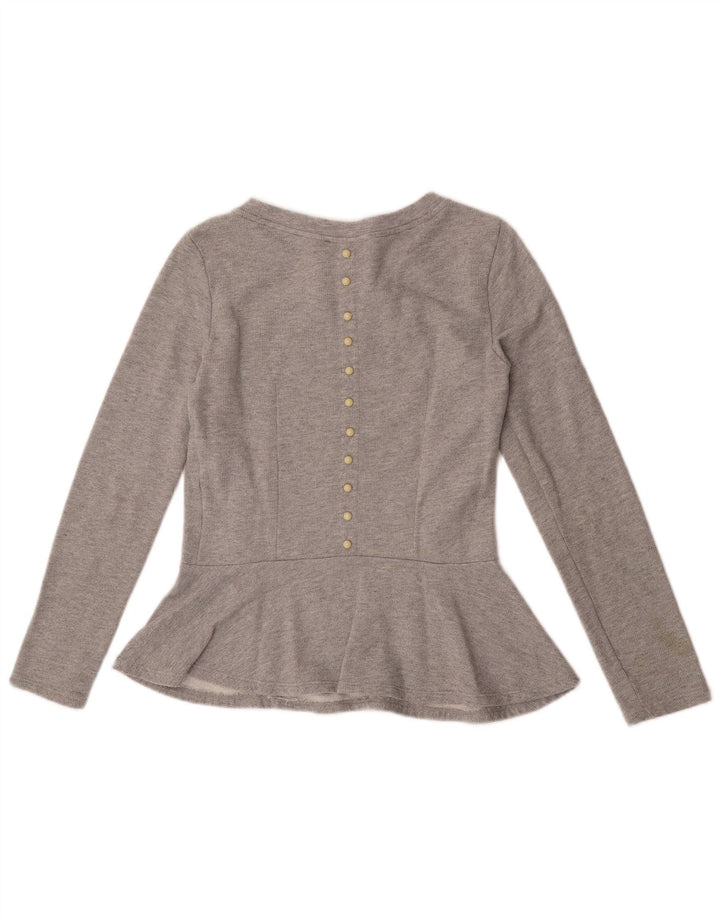 MET Γυναικεία μακρυμάνικη μπλούζα τοπ UK 10 Small Grey Cotton