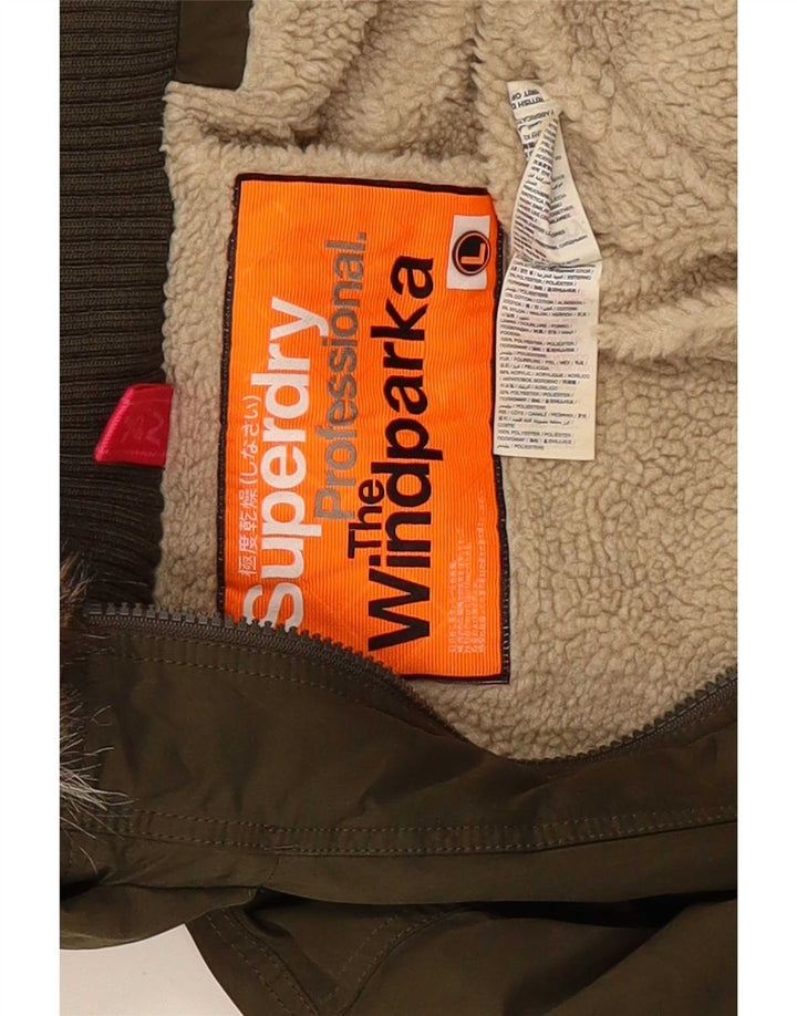 Superdry γυναικείο μπουφάν Parka με κουκούλα UK 14 Large Green Polyester