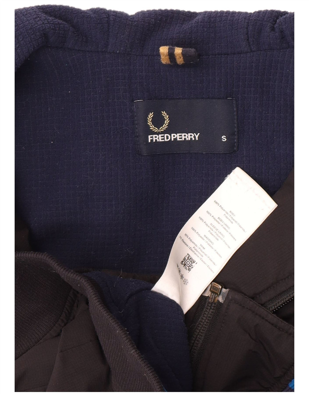 Fred Perry Ανδρικό Bomber Jacket με κουκούλα UK 36 Small Black Polyamide