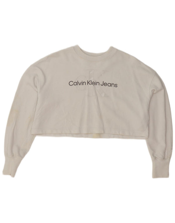 Γυναικεία φούτερ Calvin Klein Jeans Oversized Crop Jumper UK 6 XS White