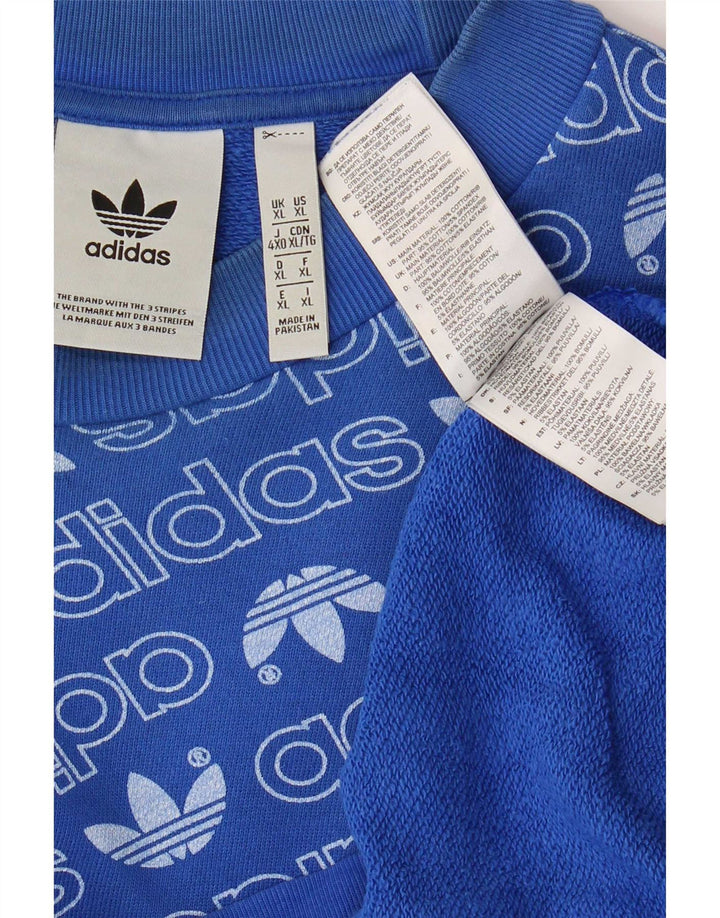 Ανδρικό γραφικό φούτερ Adidas Jumper XL Μπλε βαμβακερό