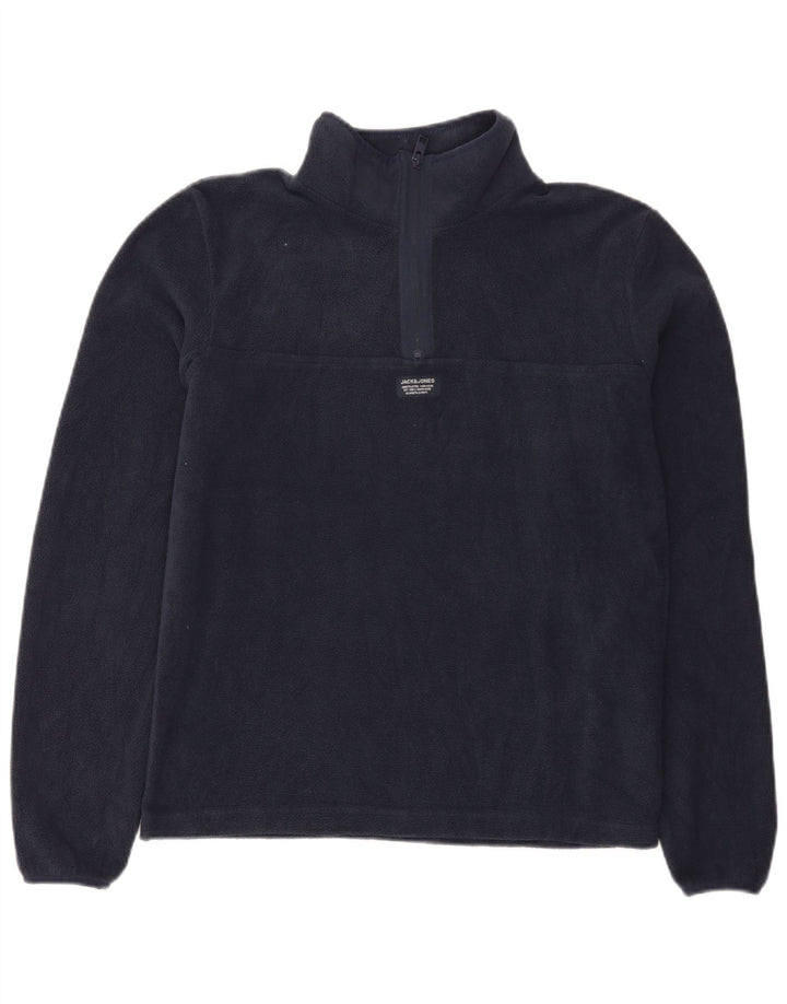 Jack & Jones Ανδρικό φερμουάρ με λαιμόκοψη Fleece Jumper Μικρό Navy Blue Polyester