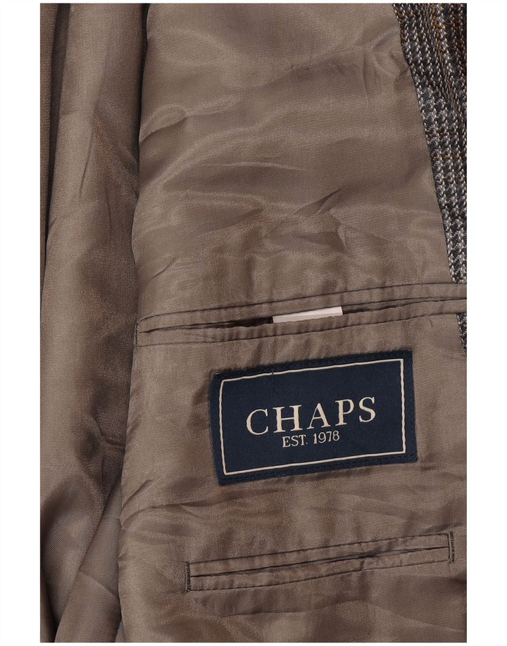 Chaps Mens 2 Button Blazer Jacket UK 42 XL Grey Houndstooth