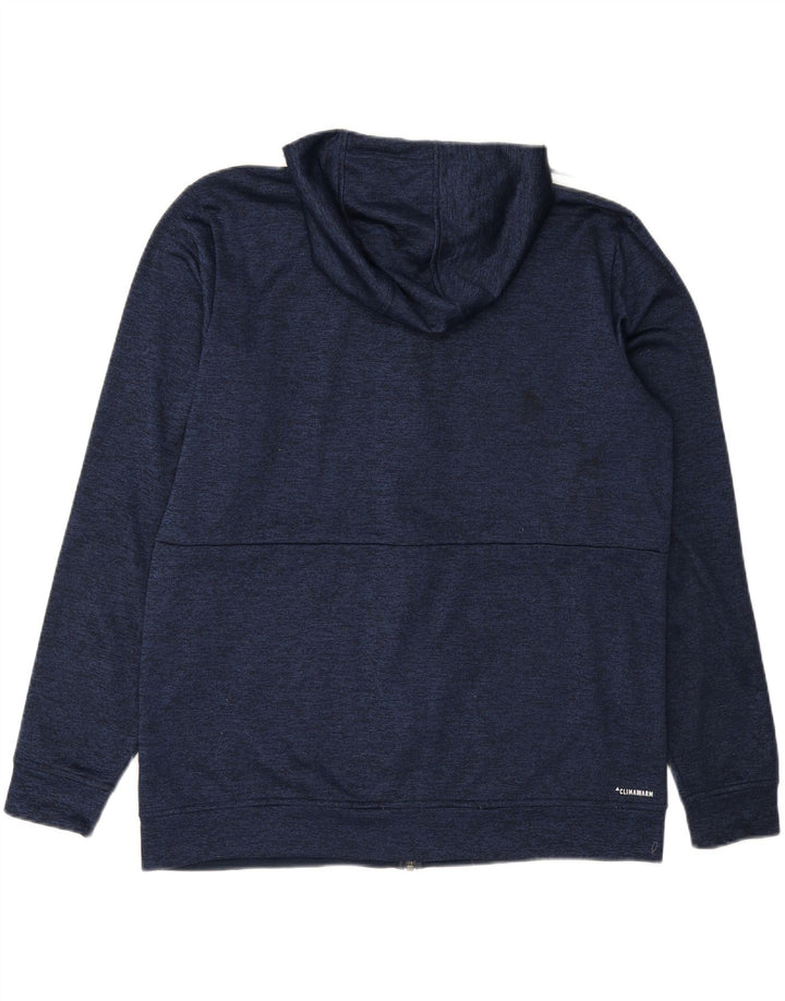 ADIDAS Mens Climawarm Zip Hoodie Sweater Large Navy Blue Polyester Vintage Adidas and Second-Hand Adidas from Messina Hembry 
