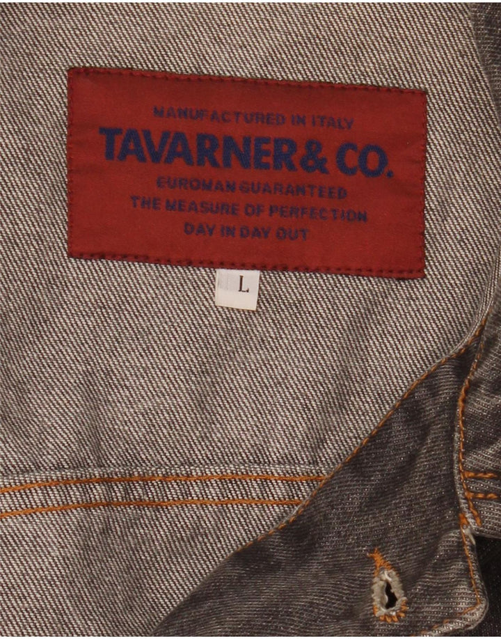 Tavarner Ανδρικό Τζιν Μπουφάν UK 40 Large Grey