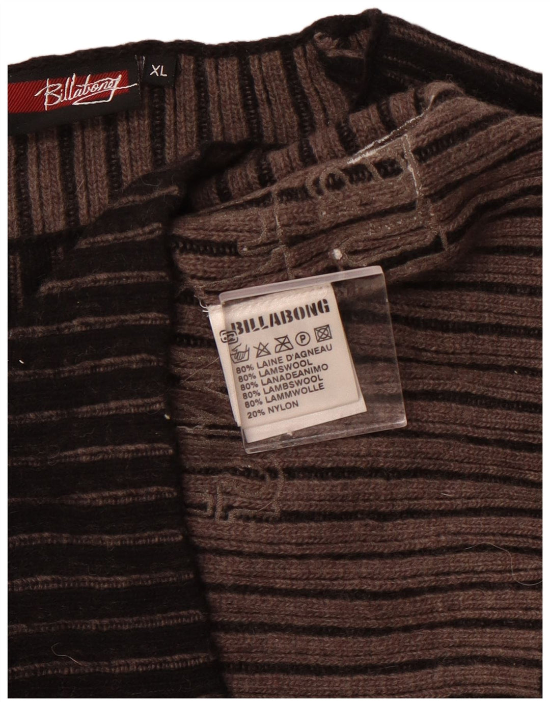 Billabong Γυναικείο πουλόβερ με λαιμόκαυμα UK 18 XL Μαύρο ριγέ Lambswool