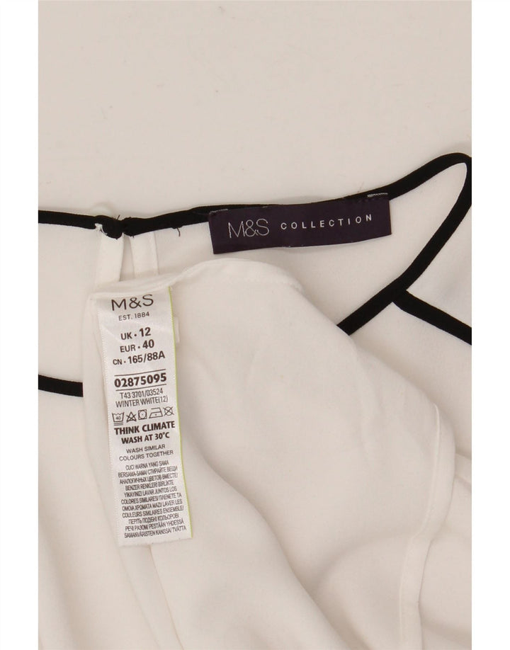 Marks & Spencer Γυναικεία μακρυμάνικη μπλούζα τοπ UK 12 μεσαίο λευκό πολυεστέρας