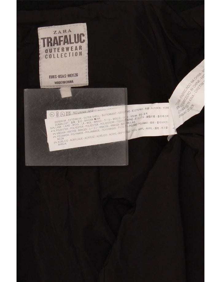 Zara Γυναικείο Πανωφόρι UK 10 Small Black Wool