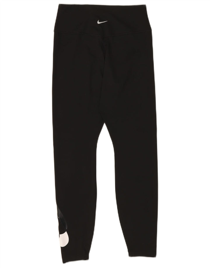 NIKE Womens Dri Fit Graphic Leggings UK 8 Small  Black Polyester