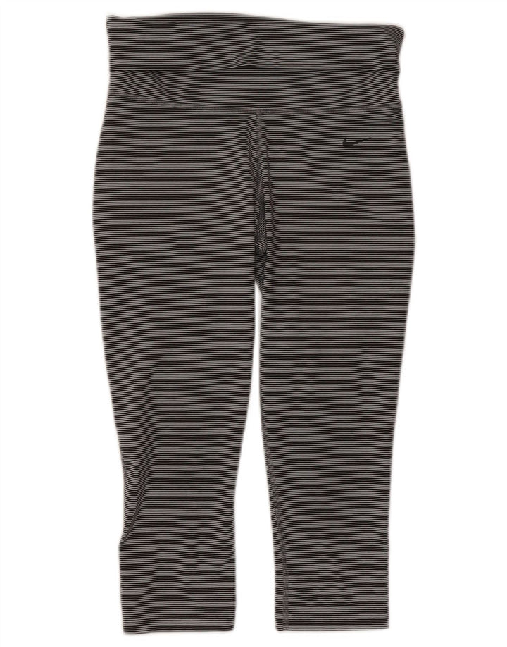 Γυναικεία κολάν Nike Dri Fit Capri UK 8 Μικρός γκρι ριγέ πολυεστέρας