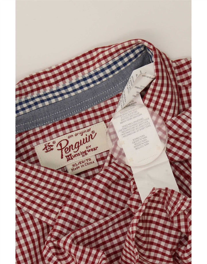 Ανδρικό πουκάμισο Penguin XL Red Gingham Cotton