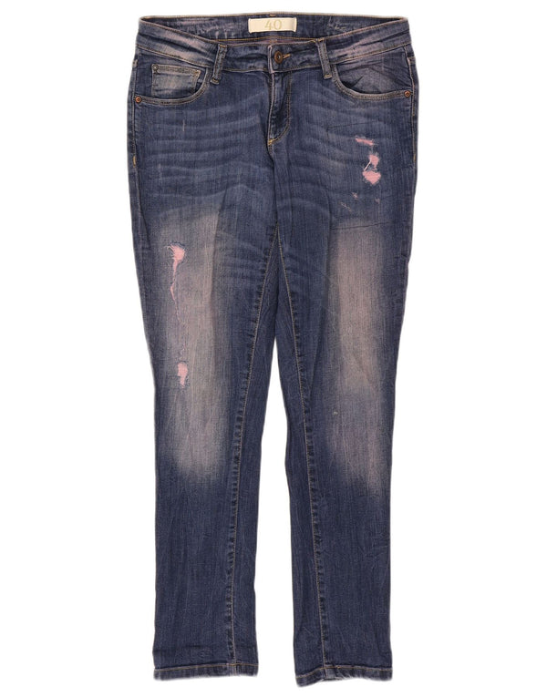 Zara Womens Distressed Skinny Jeans EU 40 Medium W30 L28 Blue Cotton