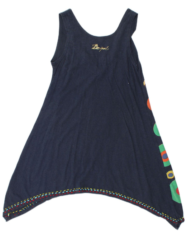 Desigual Γυναικείο Αμάνικο τουνίκ Φόρεμα UK 12 Medium Navy Blue Geometric