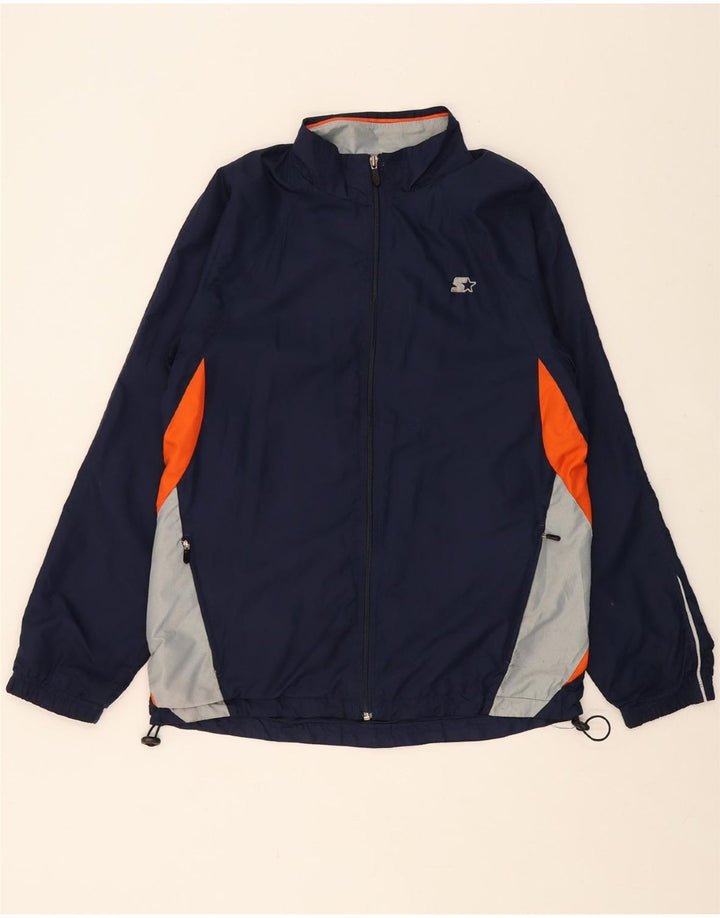 STARTER Mens Windbreaker Jacket UK 36 Small Navy Blue Colourblock Vintage Starter and Second-Hand Starter from Messina Hembry 