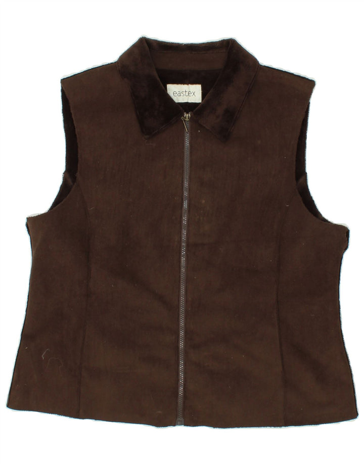 VINTAGE Womens Gilet UK 14 Large Brown Polyester Vintage Vintage and Second-Hand Vintage from Messina Hembry 