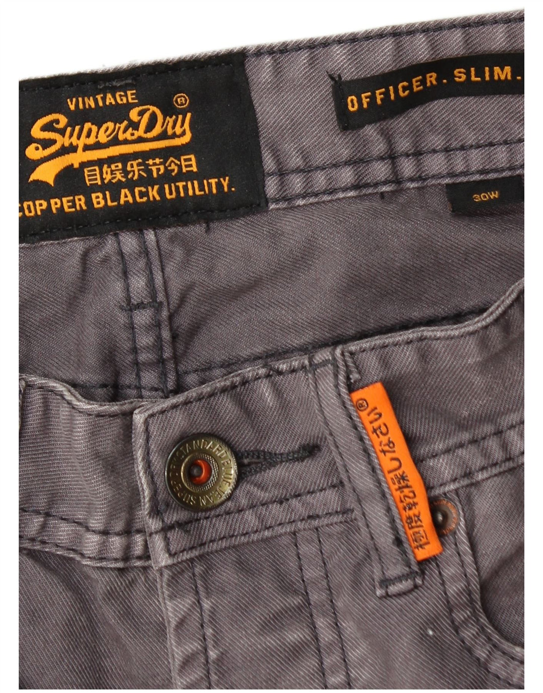Ανδρικό λεπτό τζιν σορτς Superdry W30 Μεσαίο γκρι βαμβακερό
