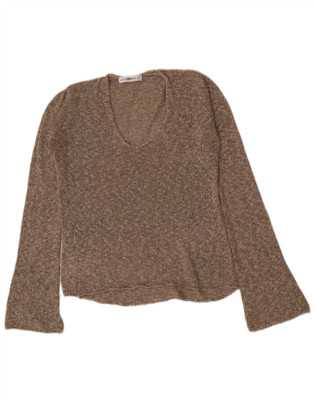 Zara Γυναικείο πουλόβερ με V λαιμόκοψη UK 10 Small Brown