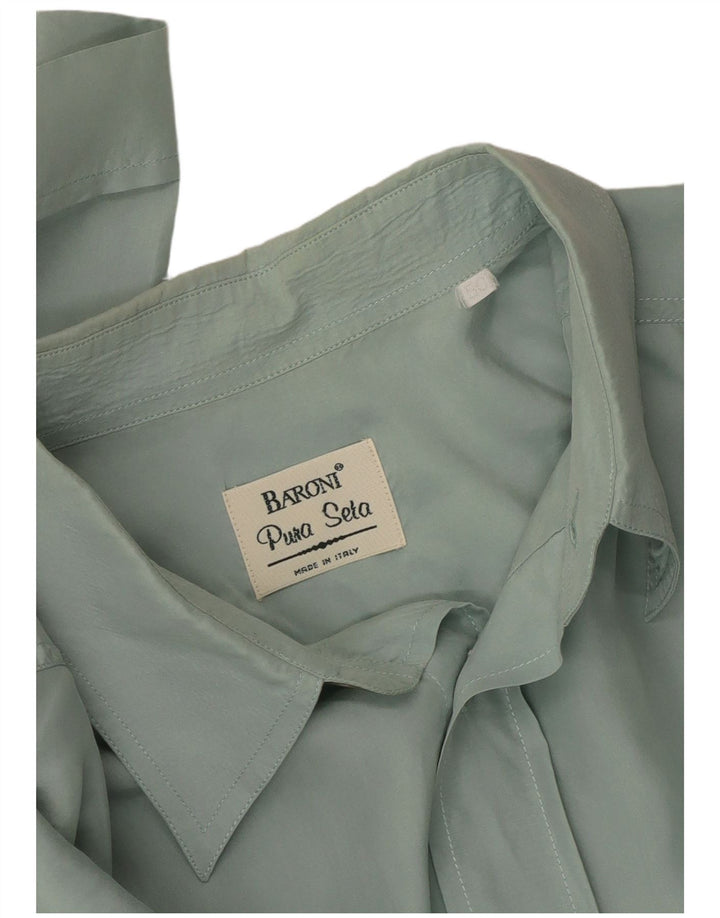 Ανδρικό κοντομάνικο πουκάμισο BARONI IT 50 Μεσαίο πράσινο μεταξωτό