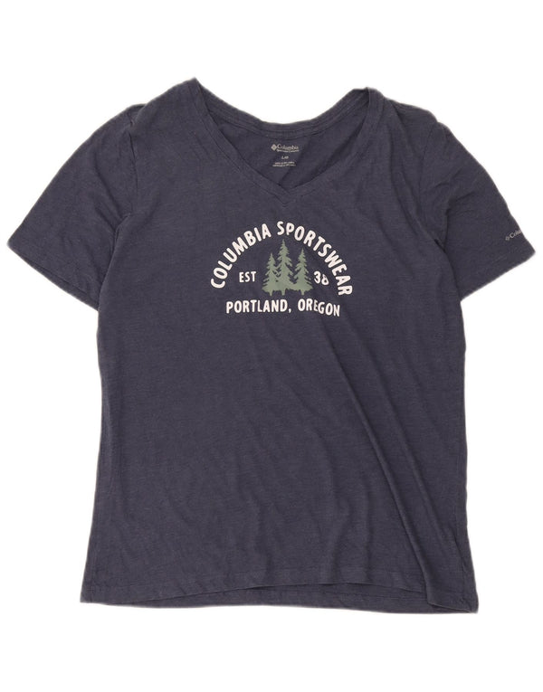 Columbia Γυναικείο μπλουζάκι γραφικό Portland Top UK 16 Large Navy Blue από βαμβάκι