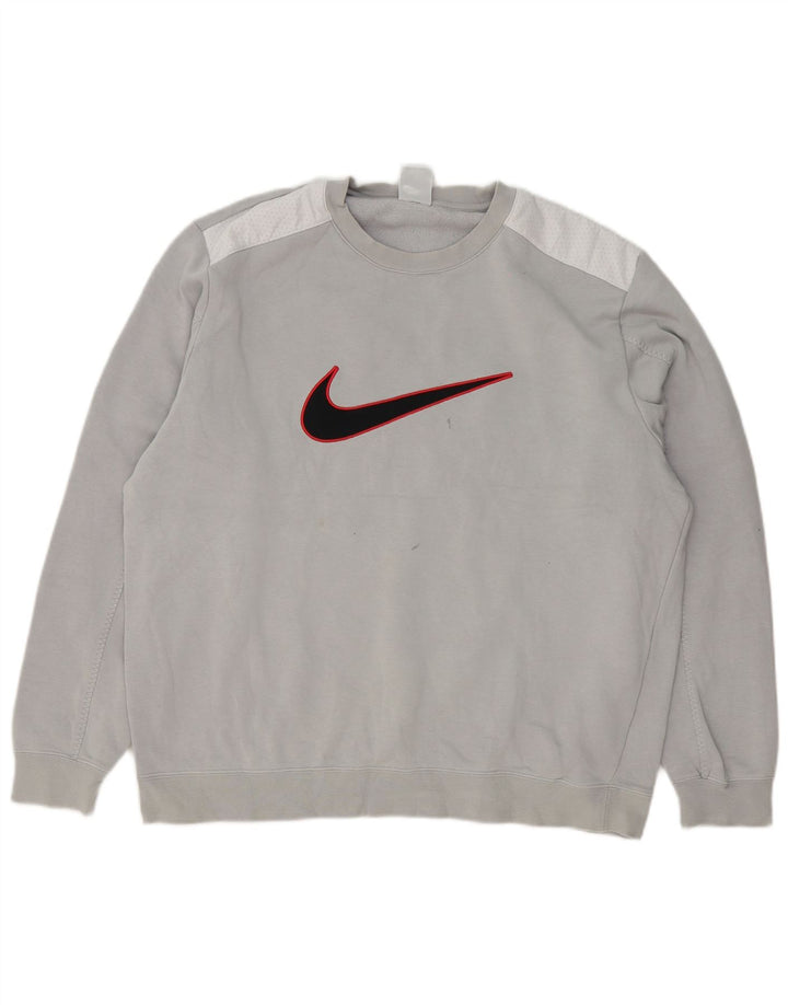 Ανδρικό γραφικό φούτερ Nike Jumper με μεγάλο γκρι χρώμα, βαμβακερό