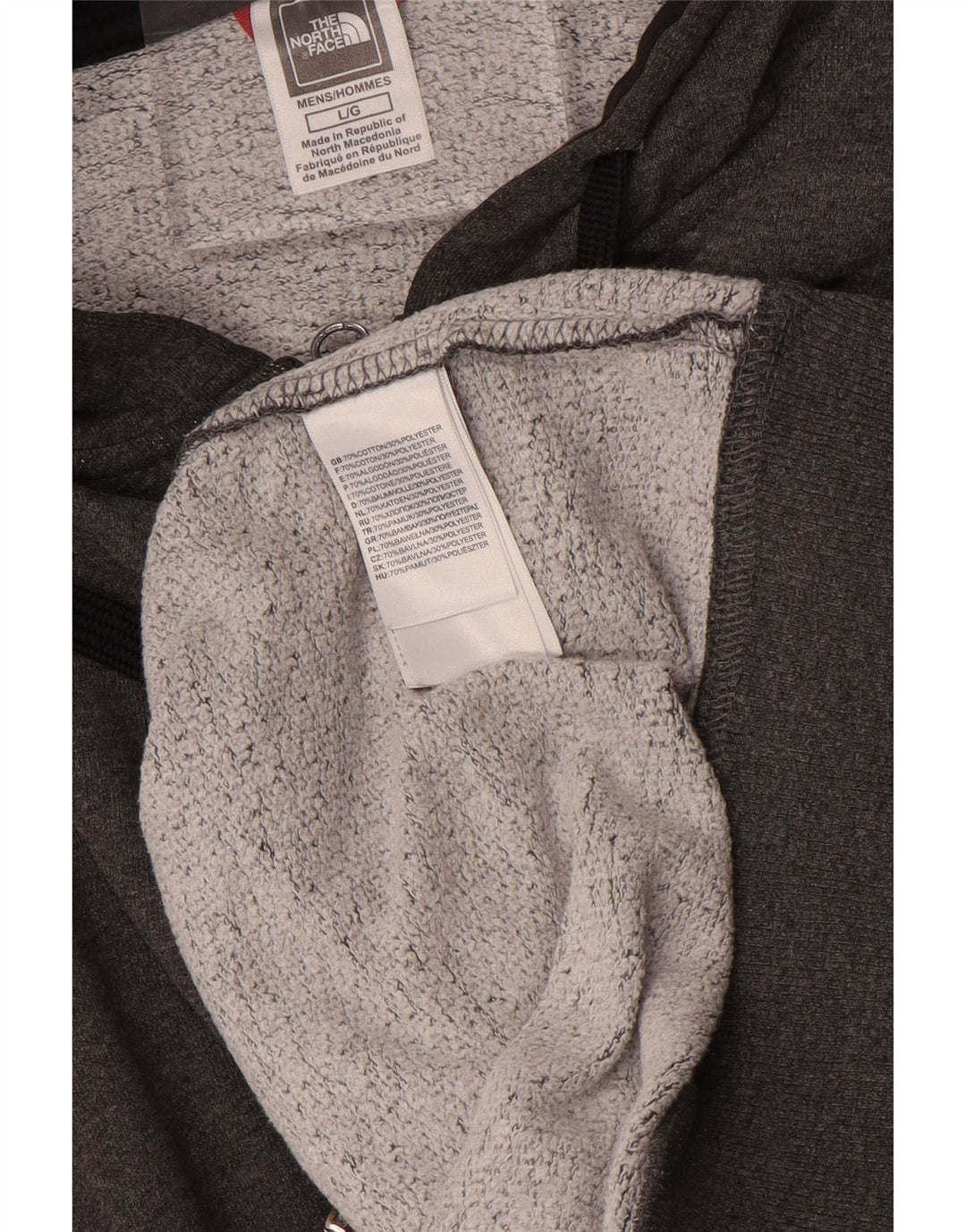 THE NORTH FACE Ανδρικό πουλόβερ με φερμουάρ με κουκούλα μεγάλο γκρι βαμβακερό