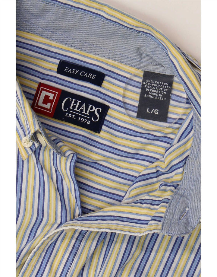 Chaps Mens Easy Care Πουκάμισο Μεγάλο Μπλε Βαμβακερό ριγέ