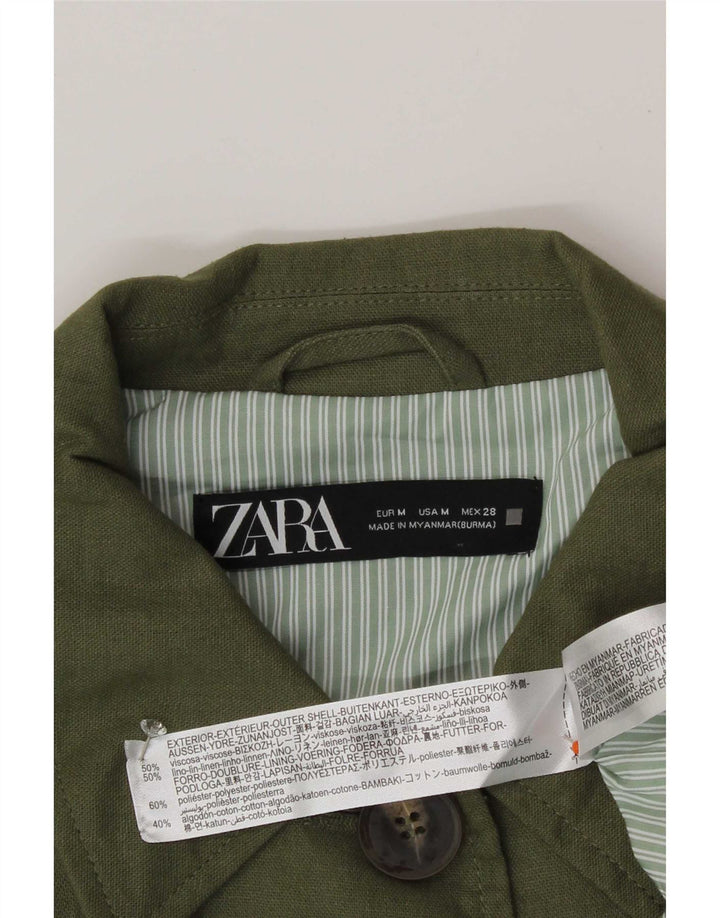 Zara Γυναικείο Oversized Utility Jacket UK 14 Medium Green Viscose