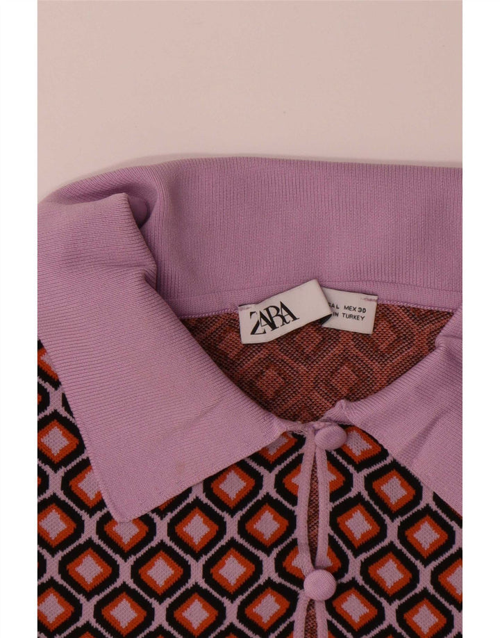 Zara Γυναικεία Ζακέτα Crop UK 16 Μεγάλη Πολύχρωμη Γεωμετρική